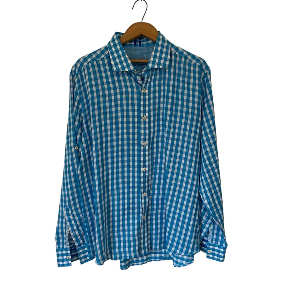 Robert Graham Blue Gingham Casual Button Down Shirt